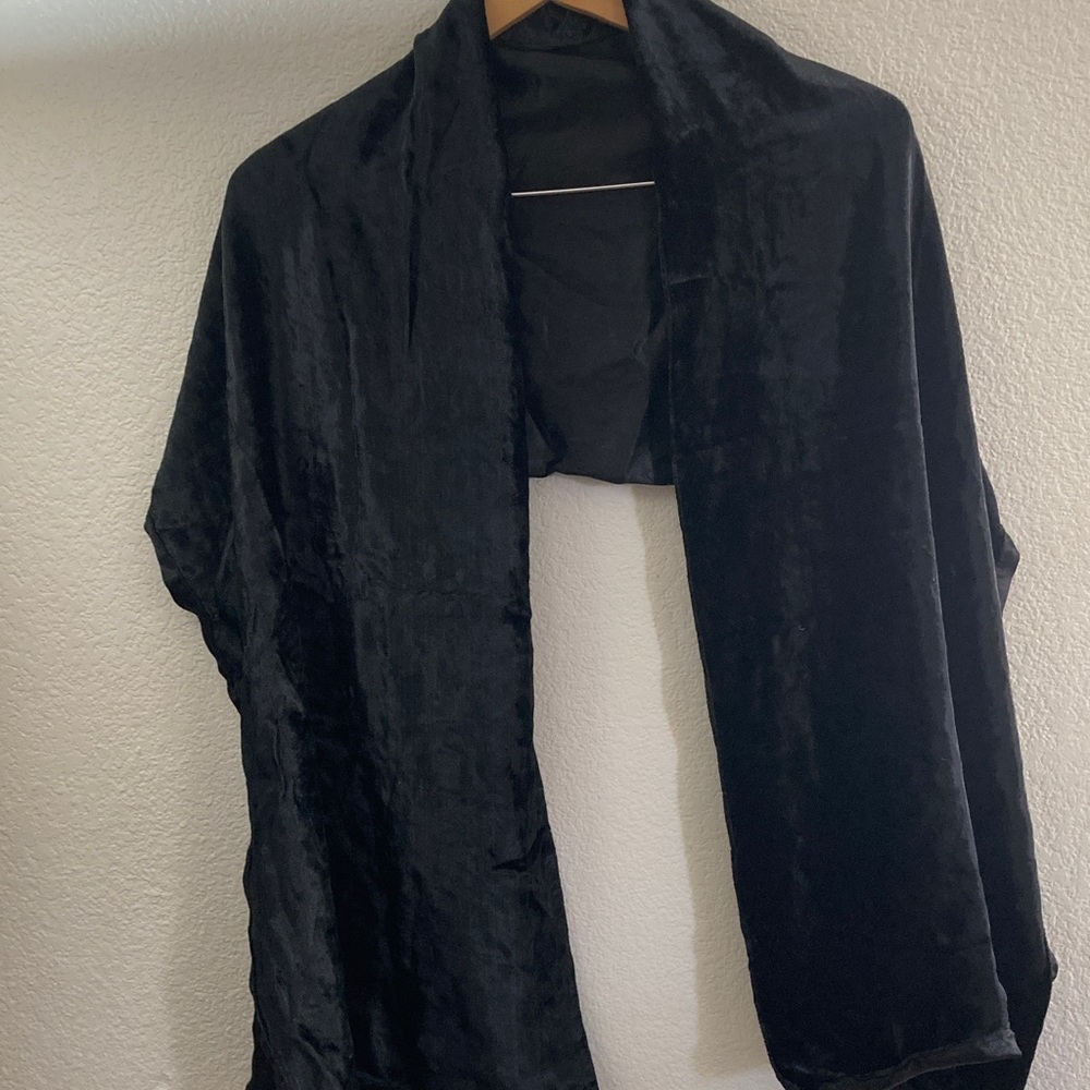 Black crushed velvet Women's Scarf with silky lining whimsigoth glamour dramatic